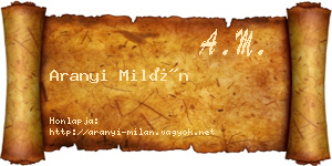 Aranyi Milán névjegykártya