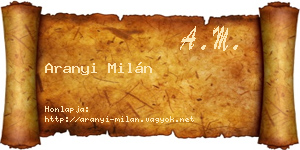 Aranyi Milán névjegykártya